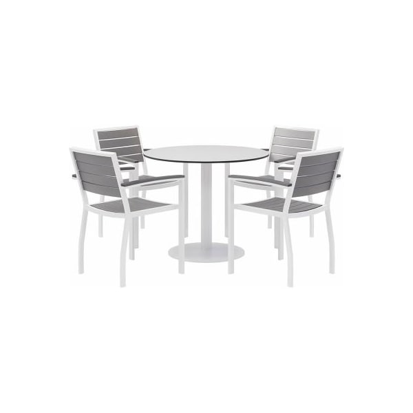 Kfi KFI 5-Piece Outdoor Dining Set, 36"W x 29"H Table, White w/ White Frame OL5601WHGY-4-TP36RD-B2200WH-D354 - main